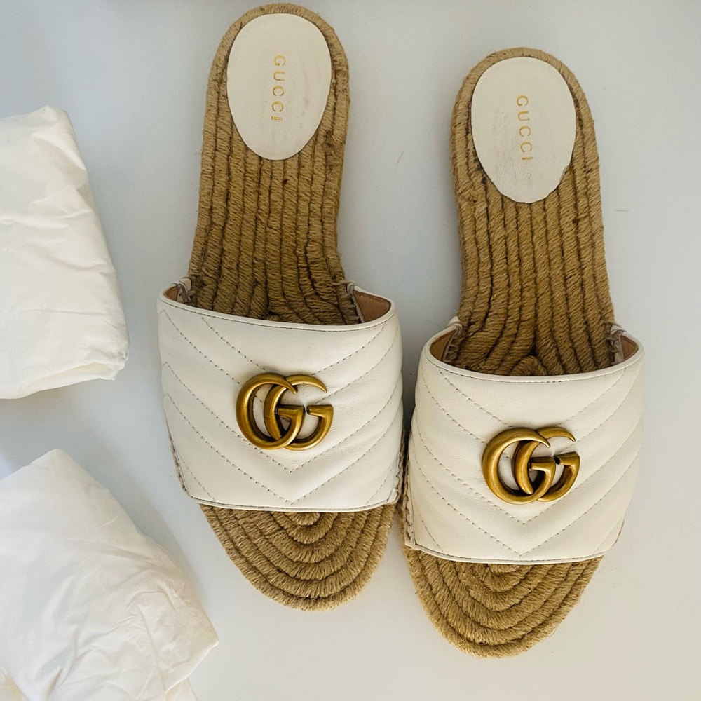 GUCCi Napa Marmont GG espadrille slides